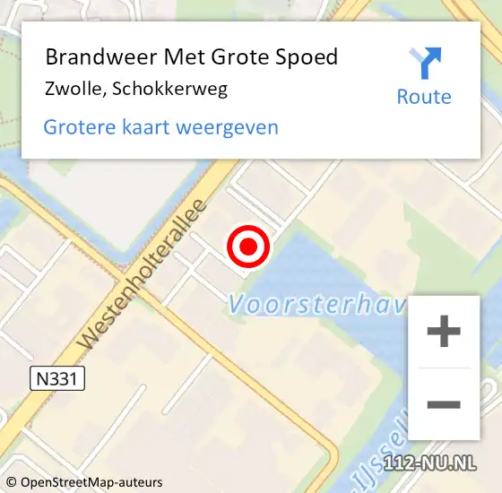 Locatie op kaart van de 112 melding: Brandweer Met Grote Spoed Naar Zwolle, Schokkerweg op 19 oktober 2015 17:48