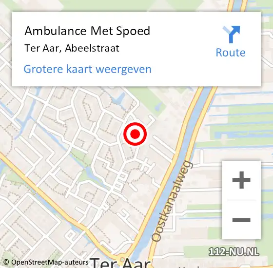 Locatie op kaart van de 112 melding: Ambulance Met Spoed Naar Ter Aar, Abeelstraat op 24 november 2013 08:58