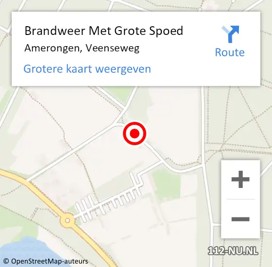 Locatie op kaart van de 112 melding: Brandweer Met Grote Spoed Naar Amerongen, Veenseweg op 19 oktober 2015 18:18