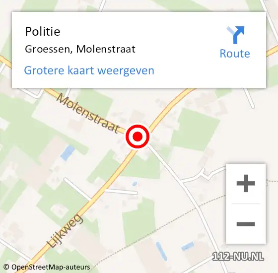 Locatie op kaart van de 112 melding: Politie Groessen, Molenstraat op 19 oktober 2015 18:56