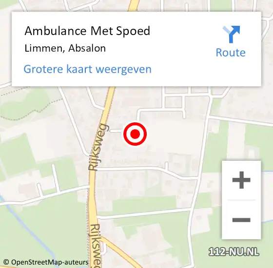 Locatie op kaart van de 112 melding: Ambulance Met Spoed Naar Limmen, Absalon op 19 oktober 2015 18:58