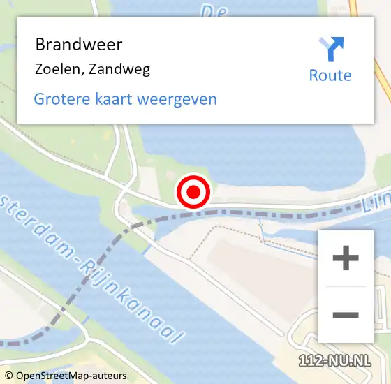 Locatie op kaart van de 112 melding: Brandweer Zoelen, Zandweg op 19 oktober 2015 19:40