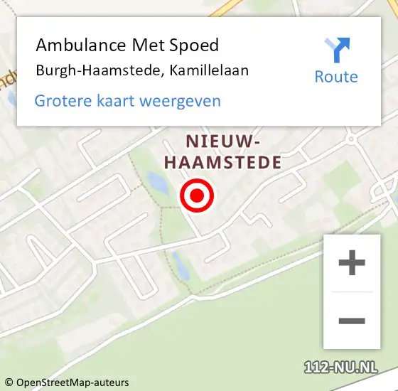 Locatie op kaart van de 112 melding: Ambulance Met Spoed Naar Burgh-Haamstede, Kamillelaan op 19 oktober 2015 19:45