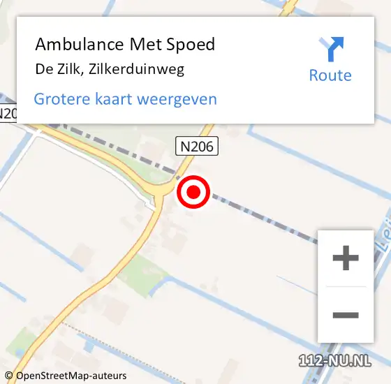 Locatie op kaart van de 112 melding: Ambulance Met Spoed Naar De Zilk, Zilkerduinweg op 19 oktober 2015 19:47