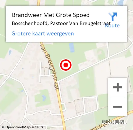 Locatie op kaart van de 112 melding: Brandweer Met Grote Spoed Naar Bosschenhoofd, Pastoor Van Breugelstraat op 19 oktober 2015 20:04