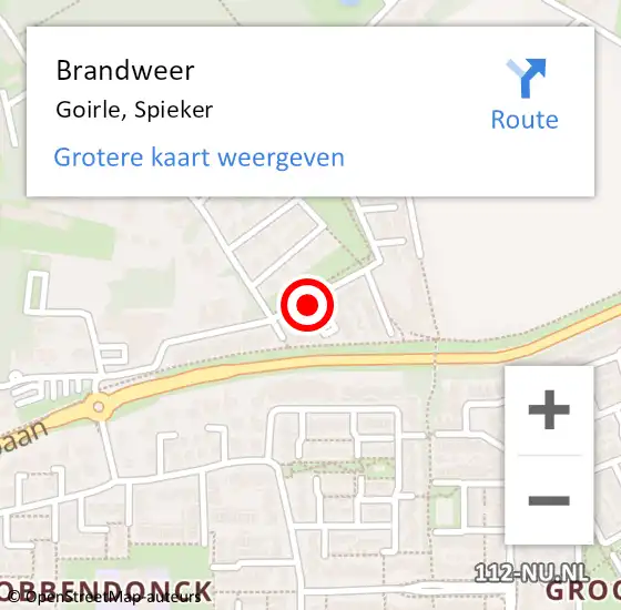 Locatie op kaart van de 112 melding: Brandweer Goirle, Spieker op 19 oktober 2015 20:10