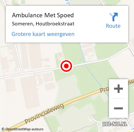 Locatie op kaart van de 112 melding: Ambulance Met Spoed Naar Someren, Houtbroekstraat op 19 oktober 2015 21:30