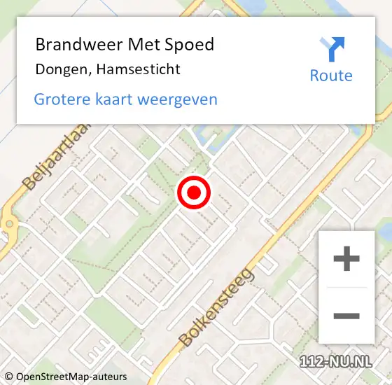 Locatie op kaart van de 112 melding: Brandweer Met Spoed Naar Dongen, Hamsesticht op 19 oktober 2015 22:23