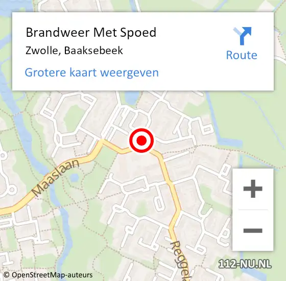 Locatie op kaart van de 112 melding: Brandweer Met Spoed Naar Zwolle, Baaksebeek op 19 oktober 2015 22:40