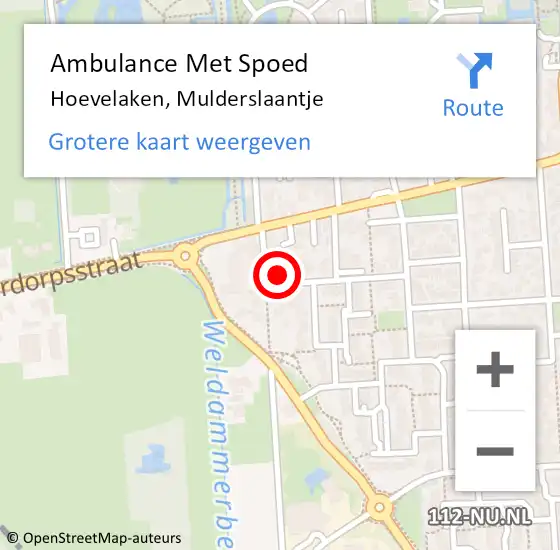 Locatie op kaart van de 112 melding: Ambulance Met Spoed Naar Hoevelaken, Mulderslaantje op 19 oktober 2015 22:55