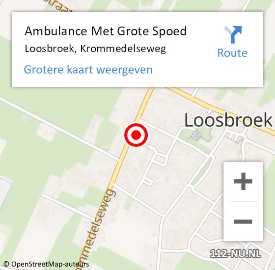 Locatie op kaart van de 112 melding: Ambulance Met Grote Spoed Naar Loosbroek, Krommedelseweg op 24 november 2013 09:39