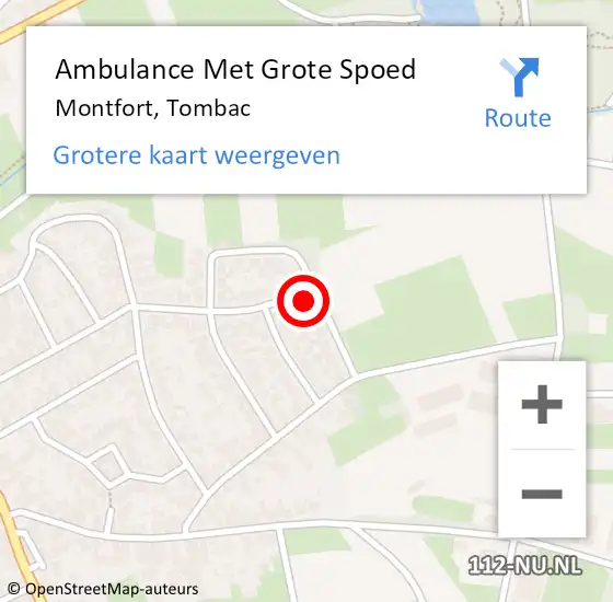 Locatie op kaart van de 112 melding: Ambulance Met Grote Spoed Naar Montfort, Tombac op 19 oktober 2015 23:40