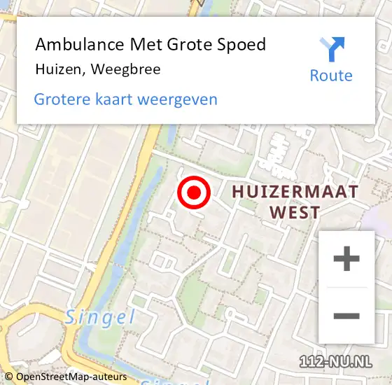 Locatie op kaart van de 112 melding: Ambulance Met Grote Spoed Naar Huizen, Weegbree op 24 november 2013 09:47