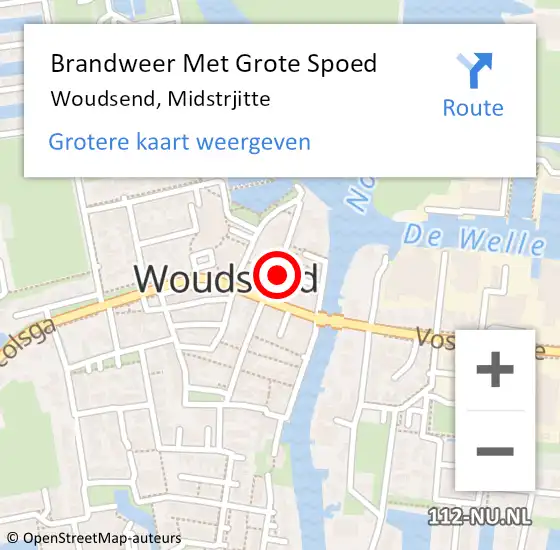 Locatie op kaart van de 112 melding: Brandweer Met Grote Spoed Naar Woudsend, Midstrjitte op 20 oktober 2015 01:56