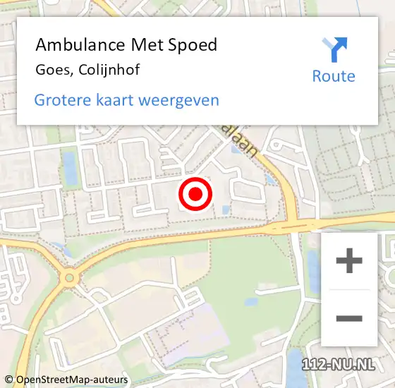 Locatie op kaart van de 112 melding: Ambulance Met Spoed Naar Goes, Colijnhof op 20 oktober 2015 02:30