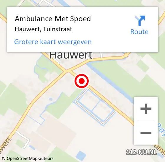 Locatie op kaart van de 112 melding: Ambulance Met Spoed Naar Hauwert, Tuinstraat op 20 oktober 2015 05:01