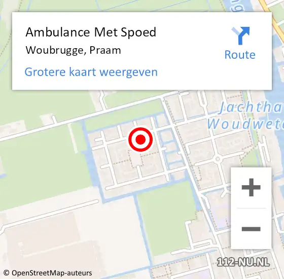 Locatie op kaart van de 112 melding: Ambulance Met Spoed Naar Woubrugge, Praam op 20 oktober 2015 05:21