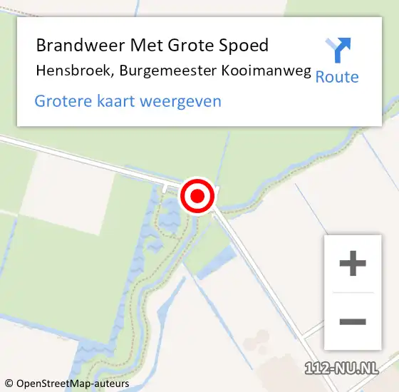 Locatie op kaart van de 112 melding: Brandweer Met Grote Spoed Naar Hensbroek, Burgemeester Kooimanweg op 20 oktober 2015 05:23