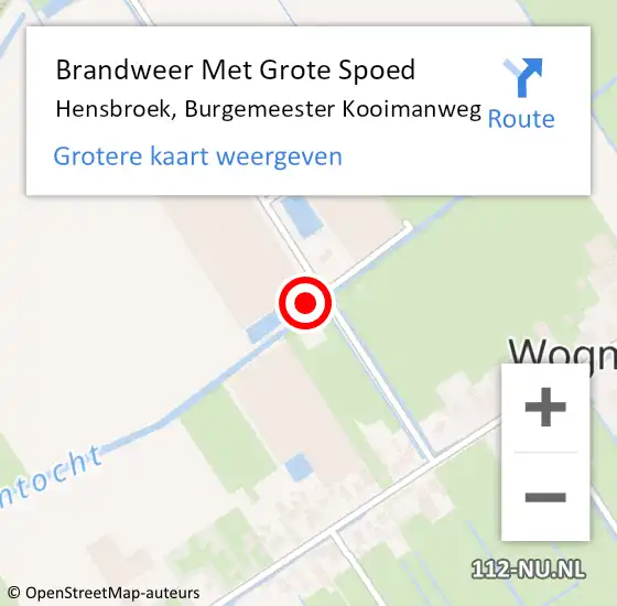 Locatie op kaart van de 112 melding: Brandweer Met Grote Spoed Naar Hensbroek, Burgemeester Kooimanweg op 20 oktober 2015 05:29