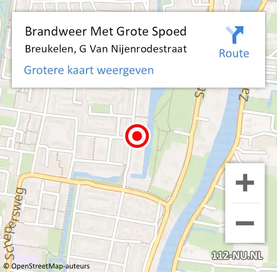 Locatie op kaart van de 112 melding: Brandweer Met Grote Spoed Naar Breukelen, G Van Nijenrodestraat op 20 oktober 2015 05:52