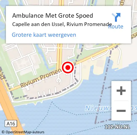 Locatie op kaart van de 112 melding: Ambulance Met Grote Spoed Naar Capelle aan den IJssel, Rivium Promenade op 20 oktober 2015 07:07