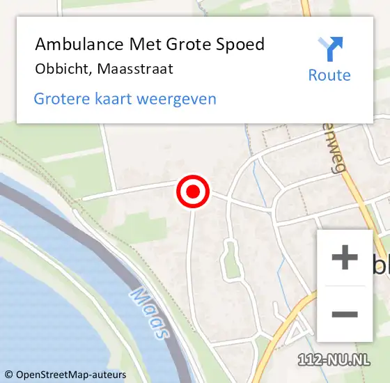 Locatie op kaart van de 112 melding: Ambulance Met Grote Spoed Naar Obbicht, Maasstraat op 24 november 2013 10:08