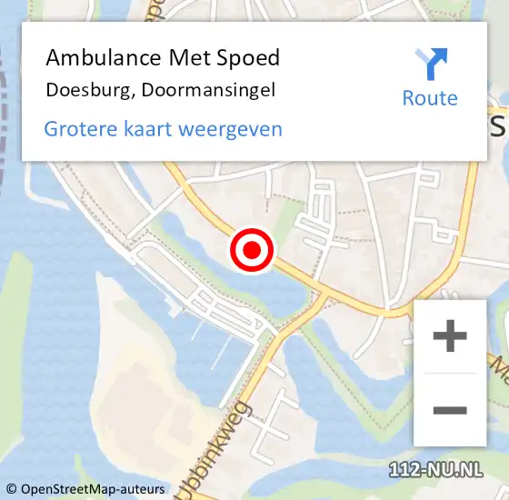 Locatie op kaart van de 112 melding: Ambulance Met Spoed Naar Doesburg, Doormansingel op 20 oktober 2015 08:25