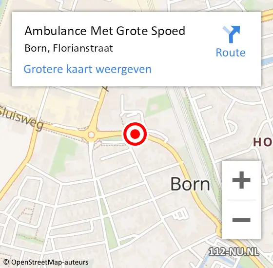 Locatie op kaart van de 112 melding: Ambulance Met Grote Spoed Naar Born, Florianstraat op 24 november 2013 10:14