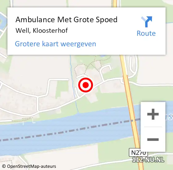 Locatie op kaart van de 112 melding: Ambulance Met Grote Spoed Naar Well, Kloosterhof op 24 november 2013 10:20