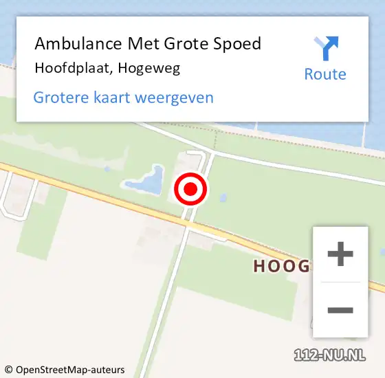 Locatie op kaart van de 112 melding: Ambulance Met Grote Spoed Naar Hoofdplaat, Hogeweg op 20 oktober 2015 10:17