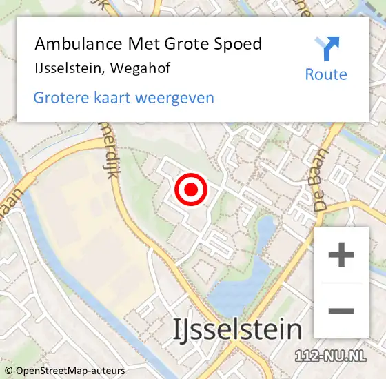 Locatie op kaart van de 112 melding: Ambulance Met Grote Spoed Naar IJsselstein, Wegahof op 20 oktober 2015 10:43