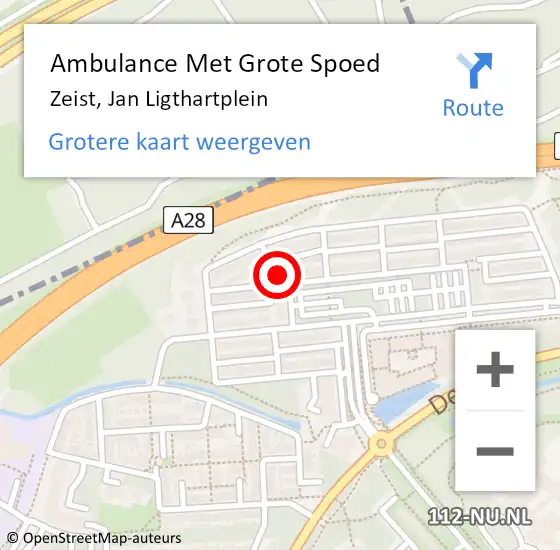 Locatie op kaart van de 112 melding: Ambulance Met Grote Spoed Naar Zeist, Jan Ligthartplein op 20 oktober 2015 11:57