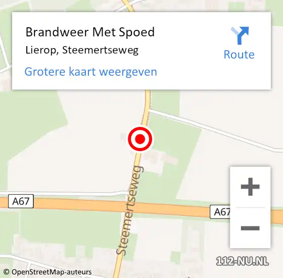 Locatie op kaart van de 112 melding: Brandweer Met Spoed Naar Lierop, Steemertseweg op 20 oktober 2015 12:07