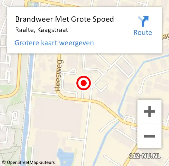 Locatie op kaart van de 112 melding: Brandweer Met Grote Spoed Naar Raalte, Kaagstraat op 20 oktober 2015 13:25