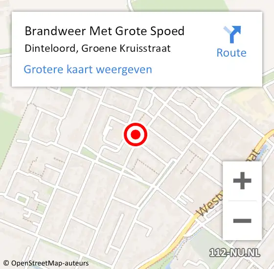 Locatie op kaart van de 112 melding: Brandweer Met Grote Spoed Naar Dinteloord, Groene Kruisstraat op 20 oktober 2015 13:33