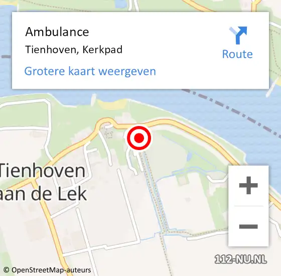 Locatie op kaart van de 112 melding: Ambulance Tienhoven, Kerkpad op 20 oktober 2015 13:34