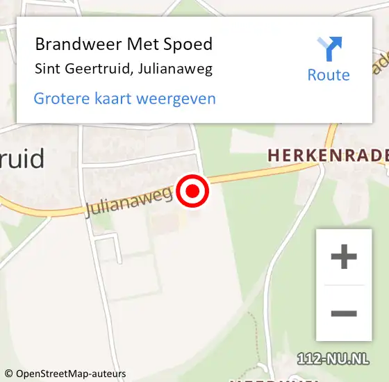 Locatie op kaart van de 112 melding: Brandweer Met Spoed Naar Sint Geertruid, Julianaweg op 20 oktober 2015 14:27