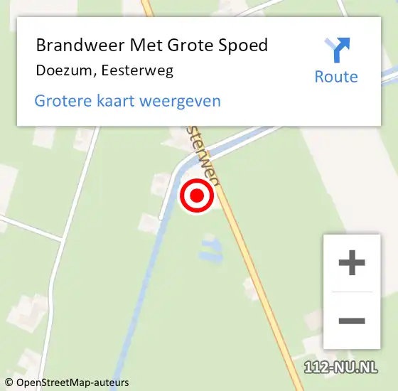 Locatie op kaart van de 112 melding: Brandweer Met Grote Spoed Naar Doezum, Eesterweg op 20 oktober 2015 15:08