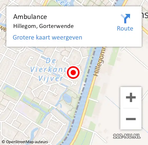 Locatie op kaart van de 112 melding: Ambulance Hillegom, Gorterwende op 20 oktober 2015 15:31