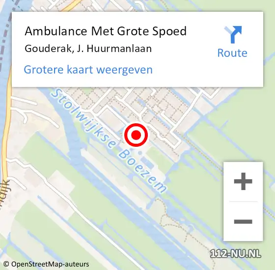 Locatie op kaart van de 112 melding: Ambulance Met Grote Spoed Naar Gouderak, J. Huurmanlaan op 20 oktober 2015 15:37