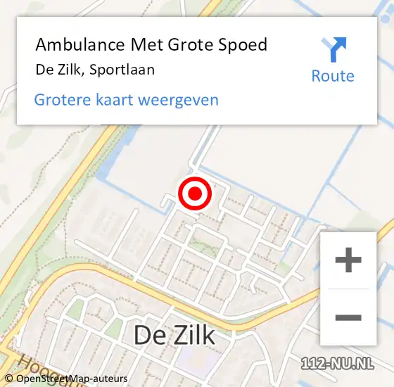 Locatie op kaart van de 112 melding: Ambulance Met Grote Spoed Naar De Zilk, Sportlaan op 20 oktober 2015 15:42