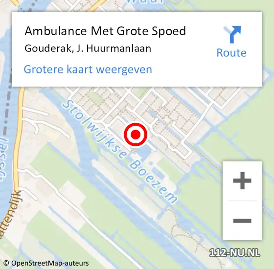 Locatie op kaart van de 112 melding: Ambulance Met Grote Spoed Naar Gouderak, J. Huurmanlaan op 20 oktober 2015 15:42