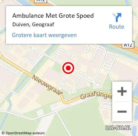 Locatie op kaart van de 112 melding: Ambulance Met Grote Spoed Naar Duiven, Geograaf op 20 oktober 2015 15:47