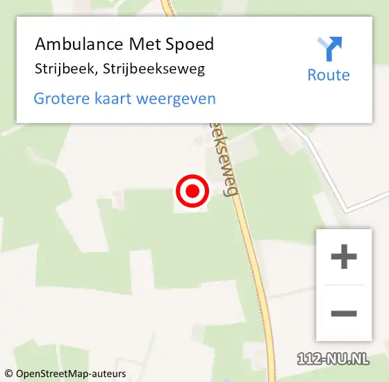 Locatie op kaart van de 112 melding: Ambulance Met Spoed Naar Strijbeek, Strijbeekseweg op 20 oktober 2015 16:01