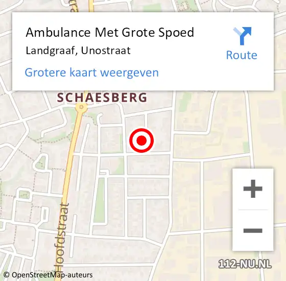 Locatie op kaart van de 112 melding: Ambulance Met Grote Spoed Naar Landgraaf, Unostraat op 24 november 2013 11:12