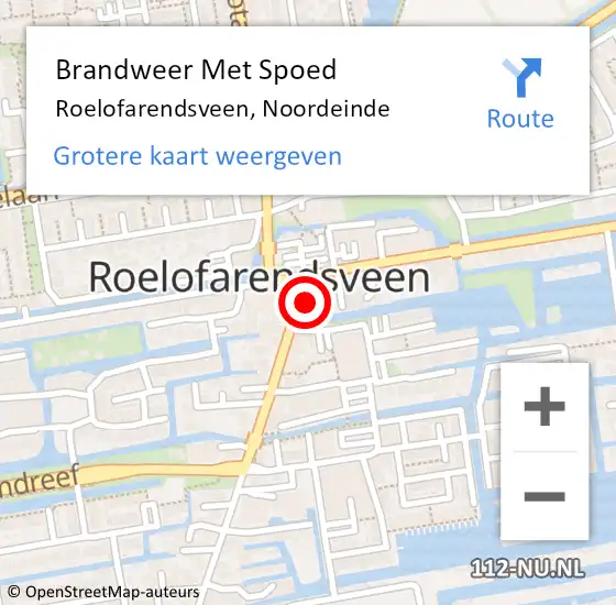 Locatie op kaart van de 112 melding: Brandweer Met Spoed Naar Roelofarendsveen, Noordeinde op 20 oktober 2015 16:54