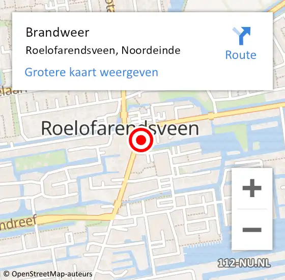 Locatie op kaart van de 112 melding: Brandweer Roelofarendsveen, Noordeinde op 20 oktober 2015 16:56