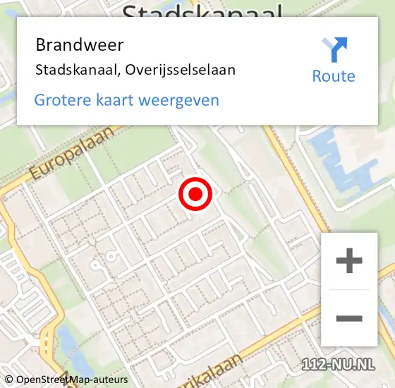 Locatie op kaart van de 112 melding: Brandweer Stadskanaal, Overijsselselaan op 20 oktober 2015 18:56