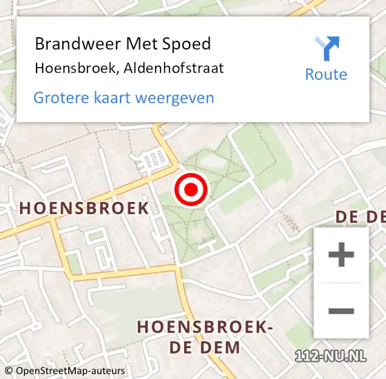 Locatie op kaart van de 112 melding: Brandweer Met Spoed Naar Hoensbroek, Aldenhofstraat op 20 oktober 2015 19:00