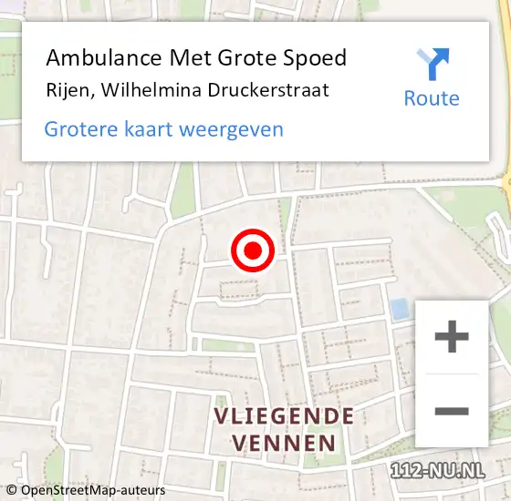 Locatie op kaart van de 112 melding: Ambulance Met Grote Spoed Naar Rijen, Wilhelmina Druckerstraat op 20 oktober 2015 19:08